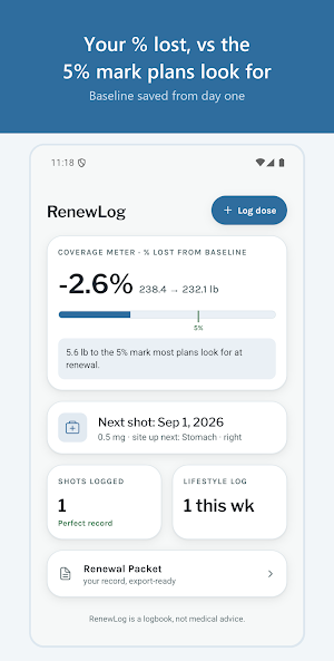 RenewLog: GLP-1 Injection Log Screenshot 1