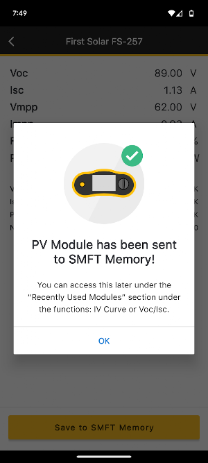 Fluke TruTest Solar Database Screenshot 2