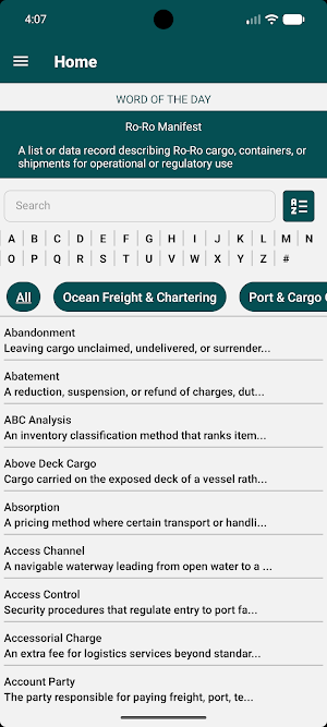 Ports-Logistics Terms Glossary Screenshot 0
