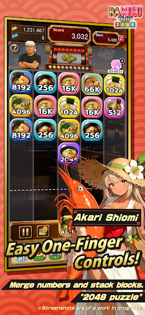 RAMUSU:Ramen Girls 2048 Puzzle Screenshot 0