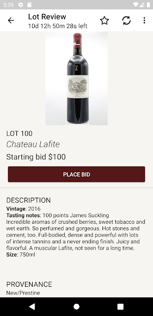 Charleston Wine Auction Screenshot 2