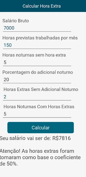 Calculadora de Hora Extra Screenshot 3