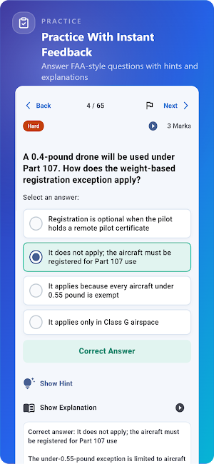 FAA Part 107 Drone Test Prep Screenshot 2