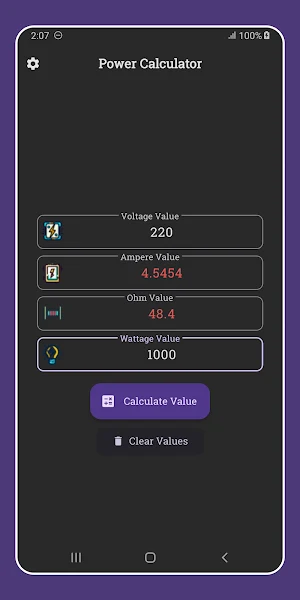 Calculator Volt Ohm Watt Amp Screenshot 3