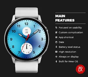 Elegant Ice Blue Watch Face Screenshot 1