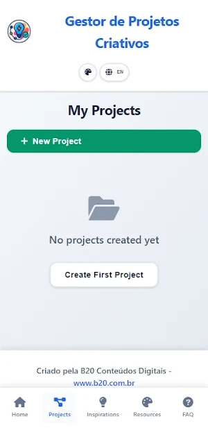 Gestor de Projetos Criativos Screenshot 2