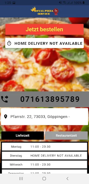 Royal Pizza Service Screenshot 1