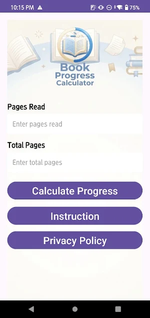 Book Progress Calculator Screenshot 1