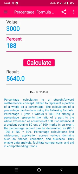 Percentage Formula Calculator Screenshot 1