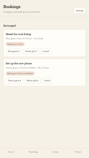 Patchwork: Time Bank Ledger Screenshot 1