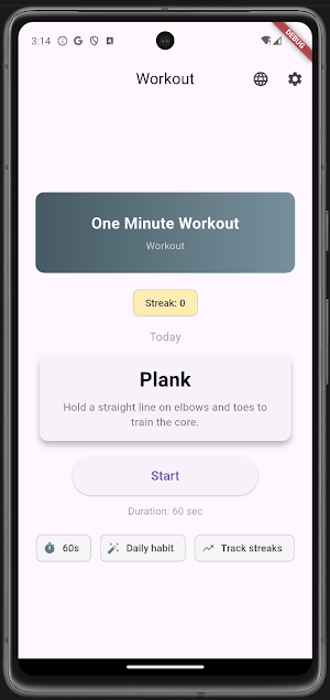 1 Minute Workout Daily Screenshot 0