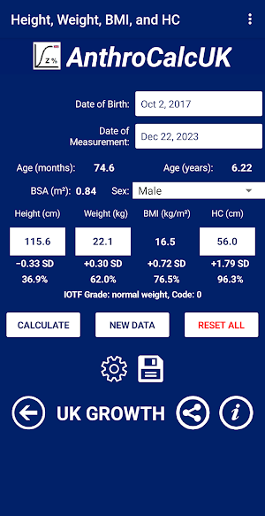 AnthroCalcUK Screenshot 1