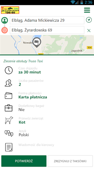 Truso Taxi Screenshot 2