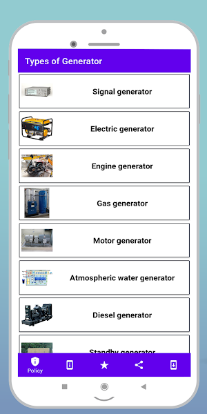 Types of Generator Screenshot 2