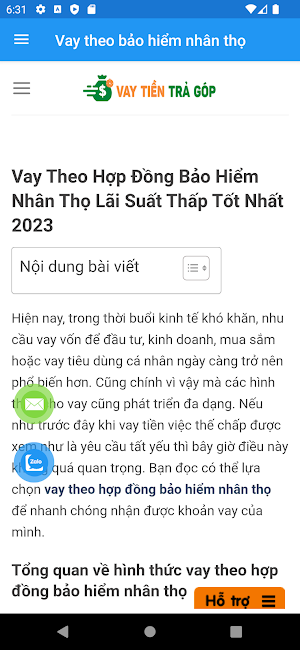 Vay theo bảo hiểm nhân thọ Screenshot 0