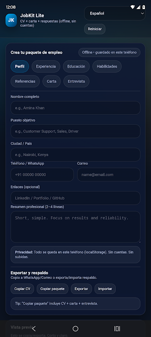 Job Kit Lite - CV Resume Maker Screenshot 2