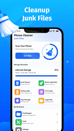 Purly Phone Junk Cleaner Home Screenshot 0