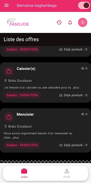 Fasojob, offres d'emplois Screenshot 2