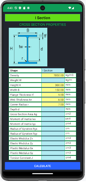CROSS SECTION PROPERTIES Screenshot 1