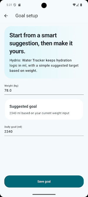 Hydrio: Water Drinking Tracker Screenshot 3
