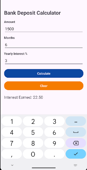 Bank Deposit Calculator Screenshot 1