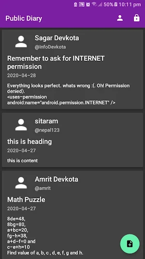 Public Diary Screenshot 1