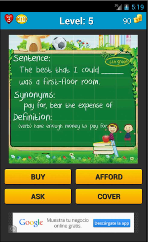 Vocabulary Quiz Screenshot 1