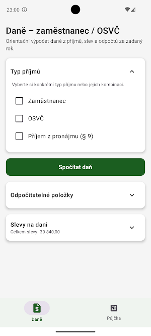 Daňová a finanční kalkulačka Screenshot 0