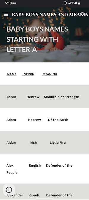 Baby Boys Names Screenshot 2