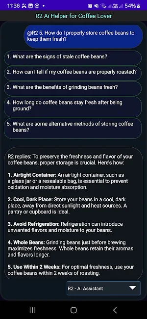 R2 Ai Helper for Coffee Lovers Screenshot 1
