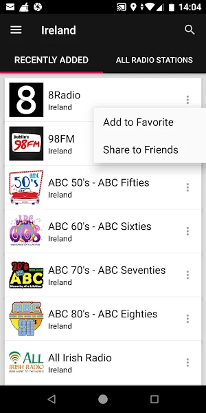 Irish Radio Stations Screenshot 1