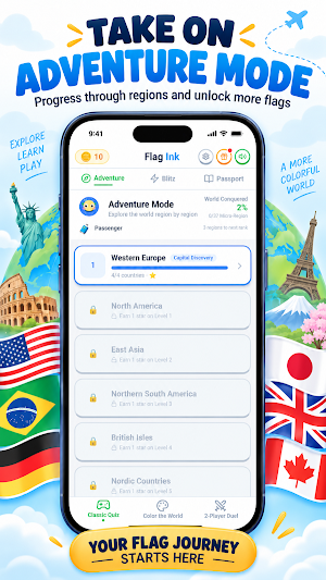Flags Ink: Flag Quiz & Color Screenshot 1