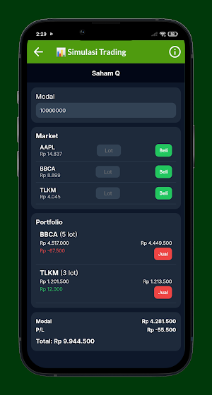 Saham Qu - Simulasi & tools Screenshot 1