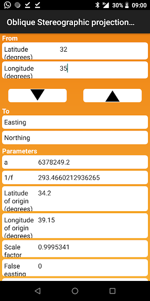Equatorial Stereographic projection calculator Screenshot 0