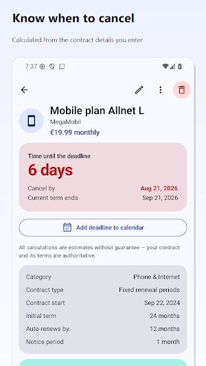 Fristenfuchs: Contract Tracker Screenshot 3