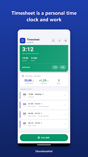 Timesheet — Work Hours Tracker Screenshot 1