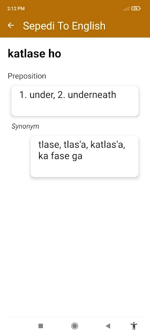Sepedi To English Dictionary Screenshot 3