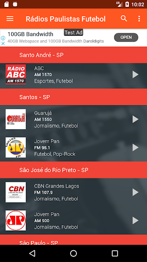 Rádios Paulistas de Futebol - AM e FM de SP Screenshot 1