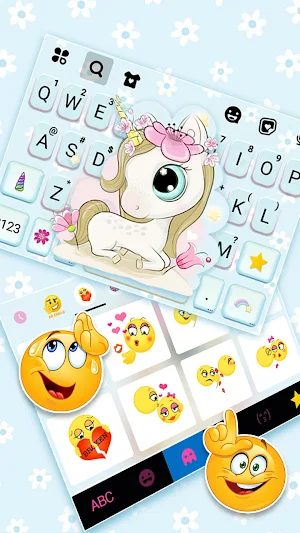 Cute Flower Unicorn Keyboard Background Screenshot 2