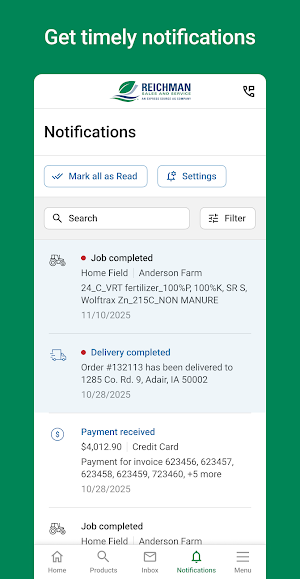 Reichman Sales Customer Portal Screenshot 2