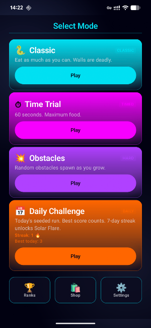 Snake 2.0 — Neon Arcade Screenshot 1