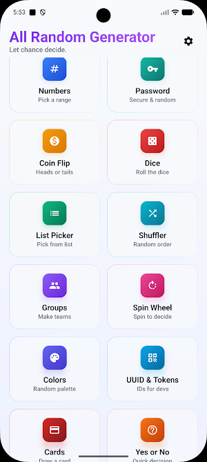 Random Generator: Dice & More Screenshot 0