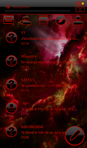 THEME GO SMS DARK SPACE RED Screenshot 2