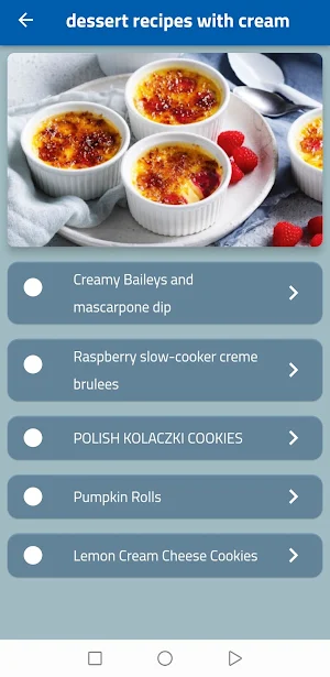 dessert recipes with cream Screenshot 1