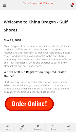 China Dragon Gulf Shores Online Ordering Screenshot 0