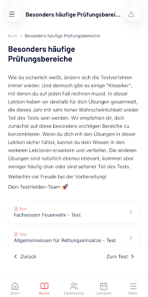 Feuerwehr Einstellungstest Screenshot 1
