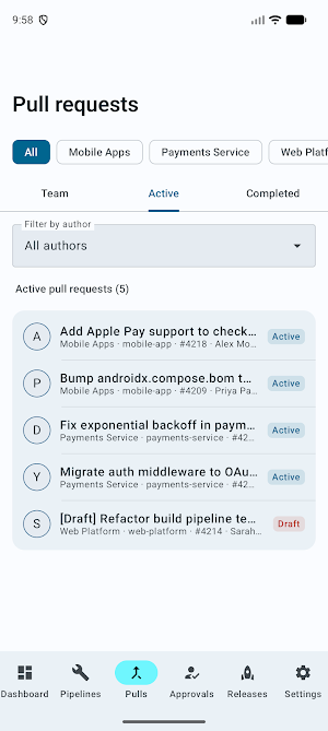 AzureOps — Pipelines & PRs Screenshot 2