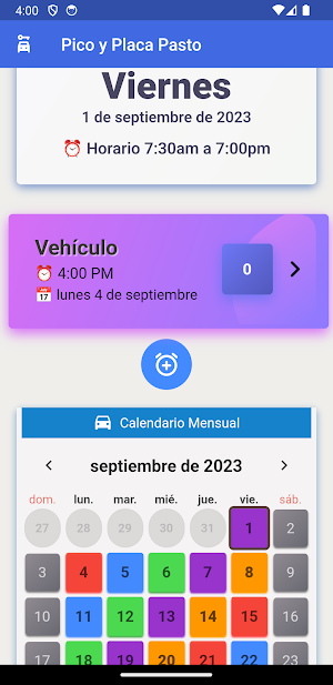 Pico y Placa Pasto 2023 Screenshot 3