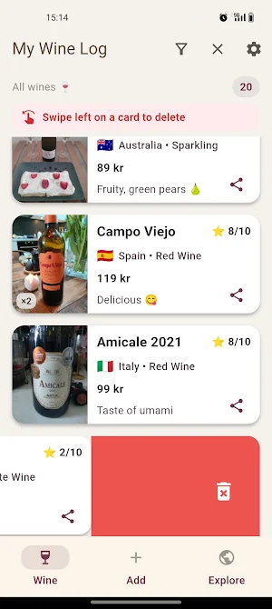 My Wine Log Screenshot 2