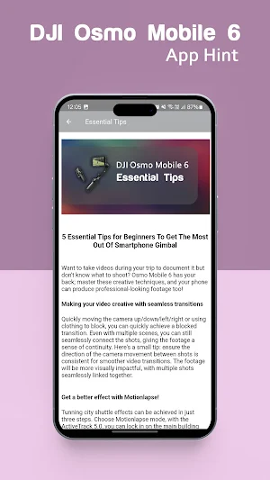DJI Osmo Mobile 6 App Hint Screenshot 1